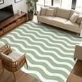 thumbnail image 3 of Sage Green Stripe Area Rugs 8x10 for Living Room, Farmhouse Striped Modern Waves Moires Non Slip Washable Rug Runner, Low Pile Indoor Floor Carpet Mat Bathroom Rugs for Bedroom, Kids Room, 3 of 9