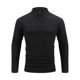 thumbnail image 2 of Blusa y camisa de manga larga con cuello vuelto para hombre, camisa deportiva de color liso con solapa y botones, blusa de poliéster de manga larga con solapa para hombre, 2 of 8
