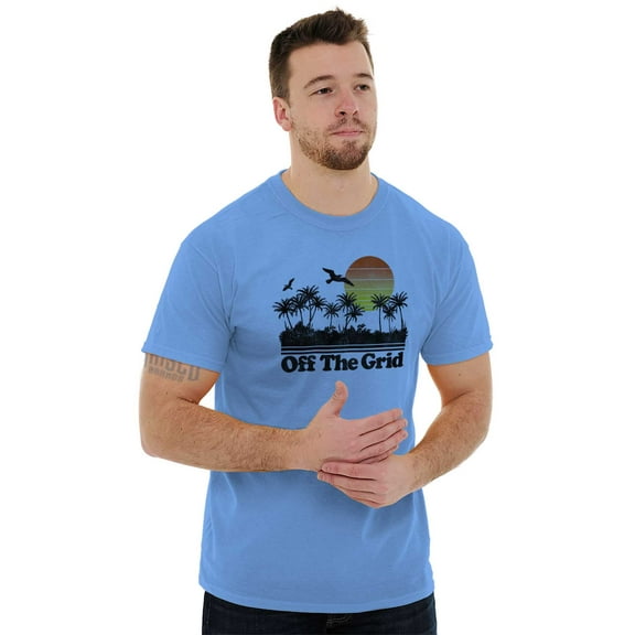 Off Grid Tropical Paradise Vacation Plus Size Crewneck Graphic Tee Shirt Brisco Brands 2X