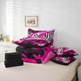 thumbnail image 5 of Manfei Leopard Cheetah Print Twin Bedding Sets 7-Piece for Kids, Zebra Stripes Bedding Comforter Set, Black Pink Abstract Reversible Sheet Sets, Microfiber Bedroom Decor, 5 of 7