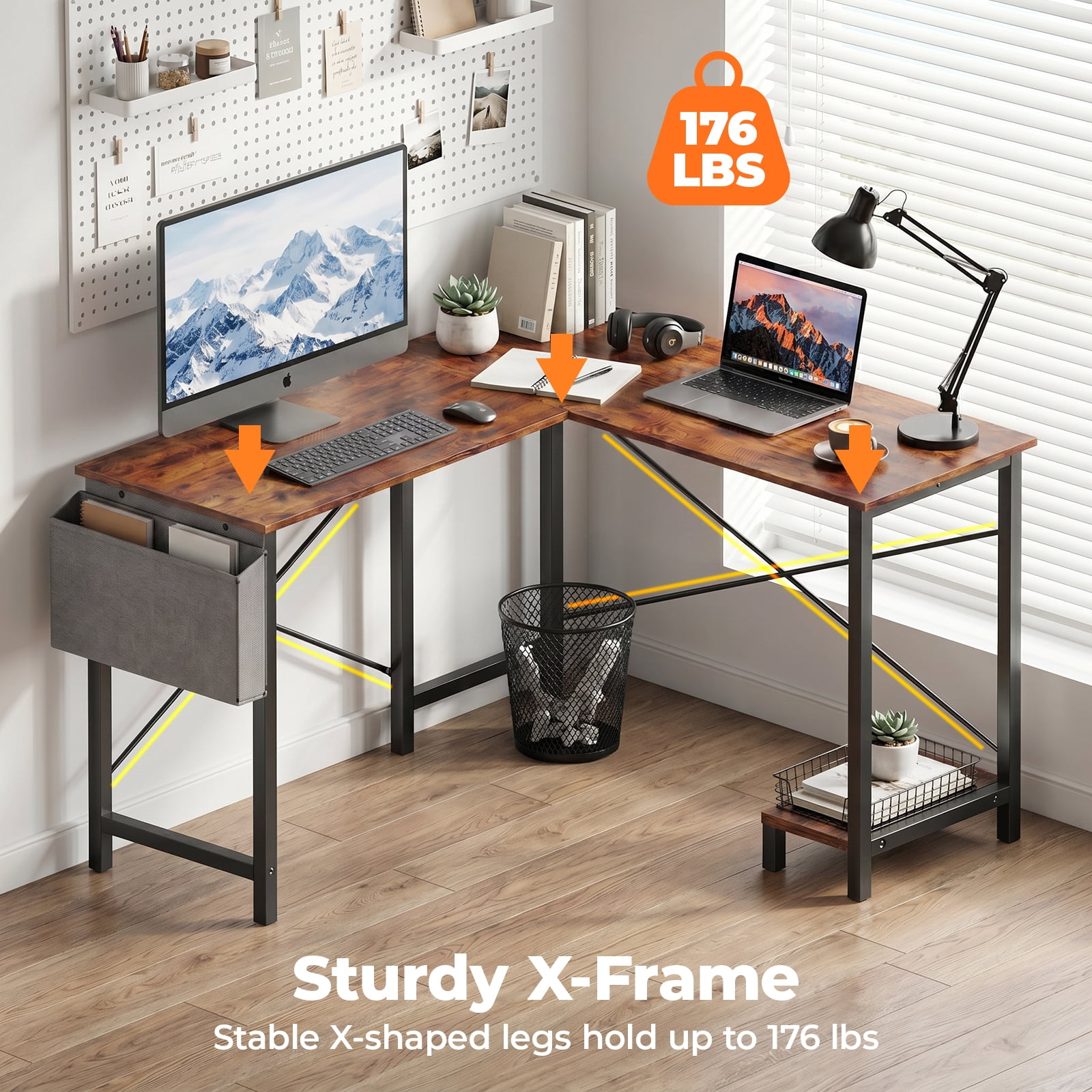 Alvantor 50 Inch L-Shaped Gaming Desk with CPU Storage for Home Office