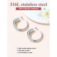 thumbnail image 4 of [Clearance] Chunky Hoop Earrings for Women 45MM Hypoallergenic Stainless Steel Circle Round Thick Silver Hoops Polished Minimalist Ear Jewelry Gift Granddaughter Sister Friends Birthday Christmas, 4 of 7