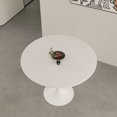 thumbnail image 6 of Round White Dining Table - Modern Mid-Century Pedestal Base Coffee Table, 6 of 10