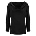 thumbnail image 2 of Drape Neck Tops for Women, Yigetop Ladies' Fashionable Casual Loose Solid Color Pile Collar Pullover Long Sleeved T Shirt Top Womens Cowl Neck Tops Black L, 2 of 9