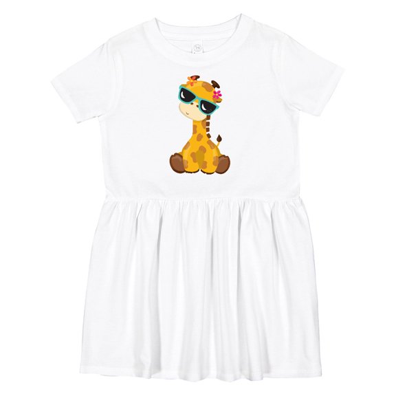 Inktastic Cute Giraffe, Giraffe with Sunglasses, Cute Animal Girls Toddler Dress