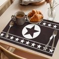 thumbnail image 3 of Western Texas Star Placemats Set&nbsp;of&nbsp;12 Vintage Simple Brown White Stars Brown Heat Insulation Washable Place Mats, Non-Slip Table Mats for Dining Table Party Kitchen Decor,13x19 Inch, 3 of 9