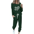 thumbnail image 1 of Pisexur Ensembles 2 Pcs pour Femmes Automne Tendance Imprimé Cœur Chandails en Molleton Col Rond Pantalons Jogger Survêtements Femmes Tenues 2 Pcs Décontractées Surdimensionnées pour Entraînement Voyage Vacances, 1 of 4