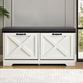 thumbnail image 2 of Shoe Storage Bench with Cushion Seat, 2 Flip Drawers & Adjustable Shelves for Hallway, Bathroom, Garage, White, 2 of 6