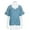 Blue, variant on Patlollav Women Plus Size Tops Short Sleeve V-Neck Hollow Out Solid Casual Blouse Lace Pullover