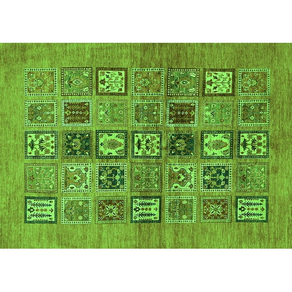 Ahgly Company Indoor Rectangle Abstract Green Modern Area Rugs, 2' x 4'