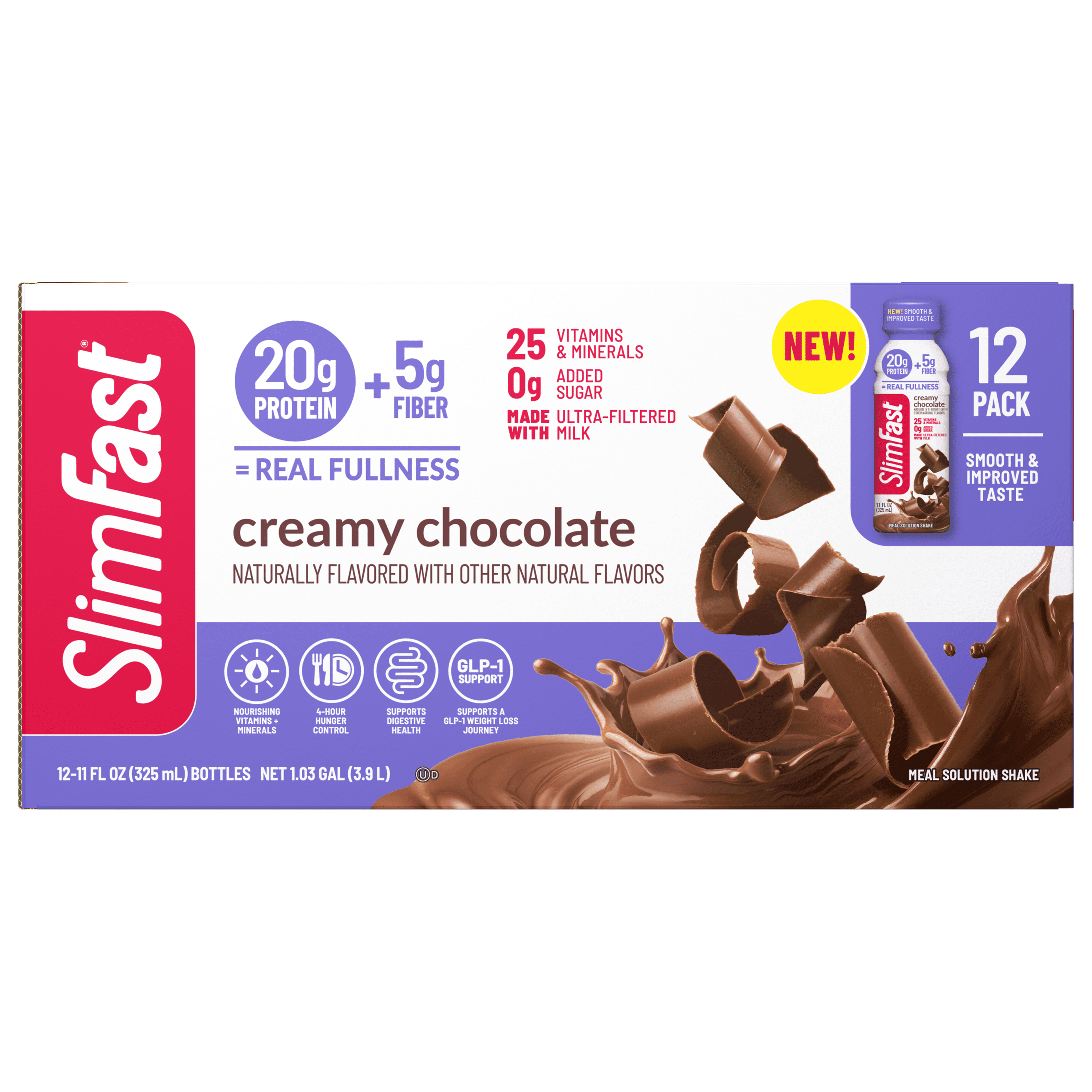 SlimFast High Protein 20g Ready To Drink Meal Replacement Shake Creamy Chocolate, 11oz, 12ct