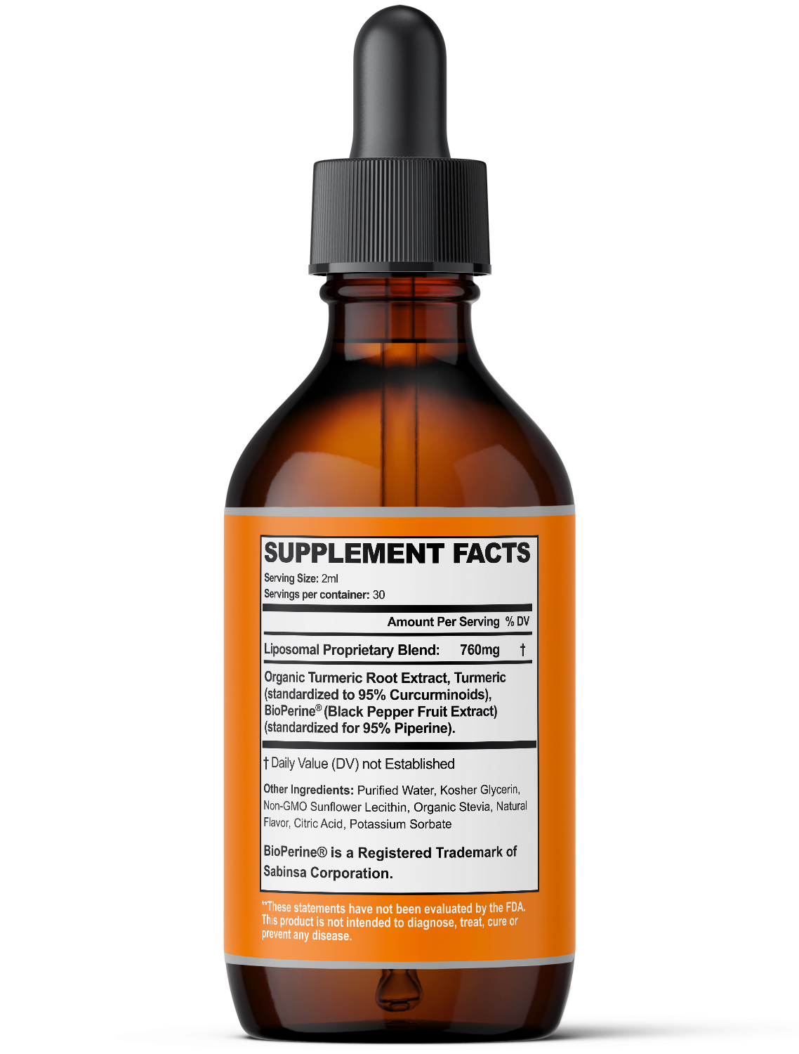 Ultra6 Nutrition Liquid Turmeric Curcumin Extract Drops with Black Pepper Bioperine Easy-to-Take 60ml