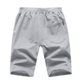 thumbnail image 3 of Men's Shorts Men Summer Shorts with Solid Color Zip Pocket and Waist Tie Rope Classic Style Shorts Men's Sweatpants Light Gray M, 3 of 3