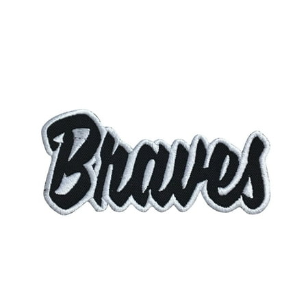 Braves - Black/White - Team Mascot - Words/Names - Iron on Applique/Embroidered Patch