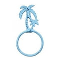 thumbnail image 6 of Hampton Nautical Rustic Palm Tree Towel Holder 9" Bathroom Beach Decor-Cast Iron, Solid Light Blue, 6 of 7