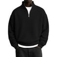 thumbnail image 4 of Zedker Fashion Honeycomb Knitted Casual Long Sleeve Quarter Zipper Shirts for Men Comfy Stand Collar Loose Breathable Tops,Black,XL, 4 of 6