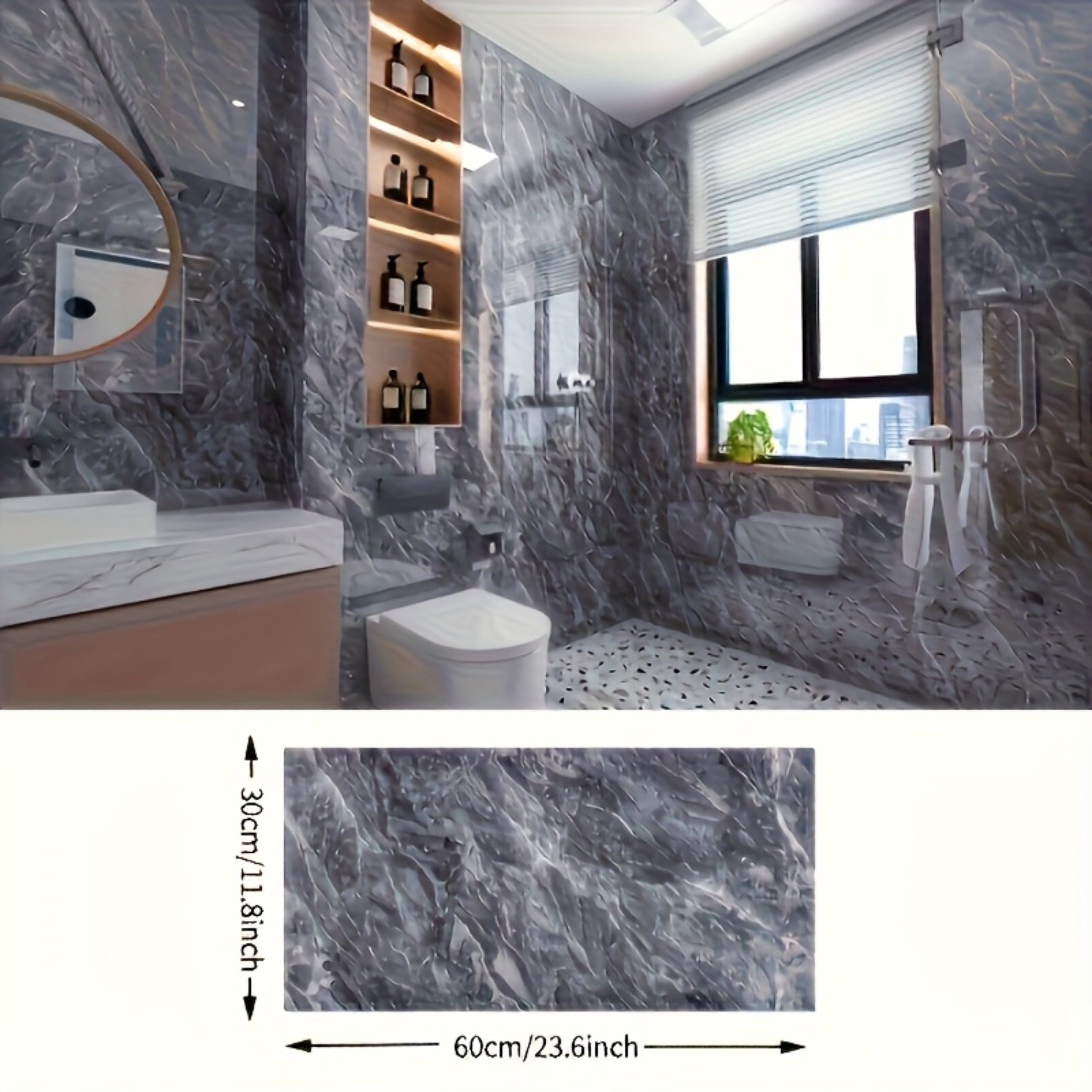 Peel and Stick Wall Panels, Marble PVC Waterproof Backsplash Tiles for Kitchen, Bathroom, Peel and Stick Tile