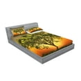 thumbnail image 2 of Ambesonne Landscape Fitted Sheet & Pillow Sham Set, Sunset Scenery Valley, Full, Fern Green Marigold, 2 of 2