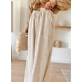 thumbnail image 2 of Pantalón Acelitt de pierna ancha a rayas con cordón, tiro alto, caqui, talla M, 2 of 3