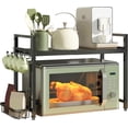 thumbnail image 1 of Soporte Extensible para microondas, Organizador de Cocina Ajustable en Altura, Estante para Cocina, 2 Niveles con 8 Ganchos, 1 Soporte para Tazas Grandes con 4 Gancho, 1 Cesta metálica, 1 of 4