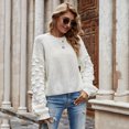thumbnail image 3 of Herrnalise Women's Knitted Crop Tops Short Long Sleeve Wide Sleeve Fashionable Knit Sweater Pullover Jumper Sweaters, 3 of 7