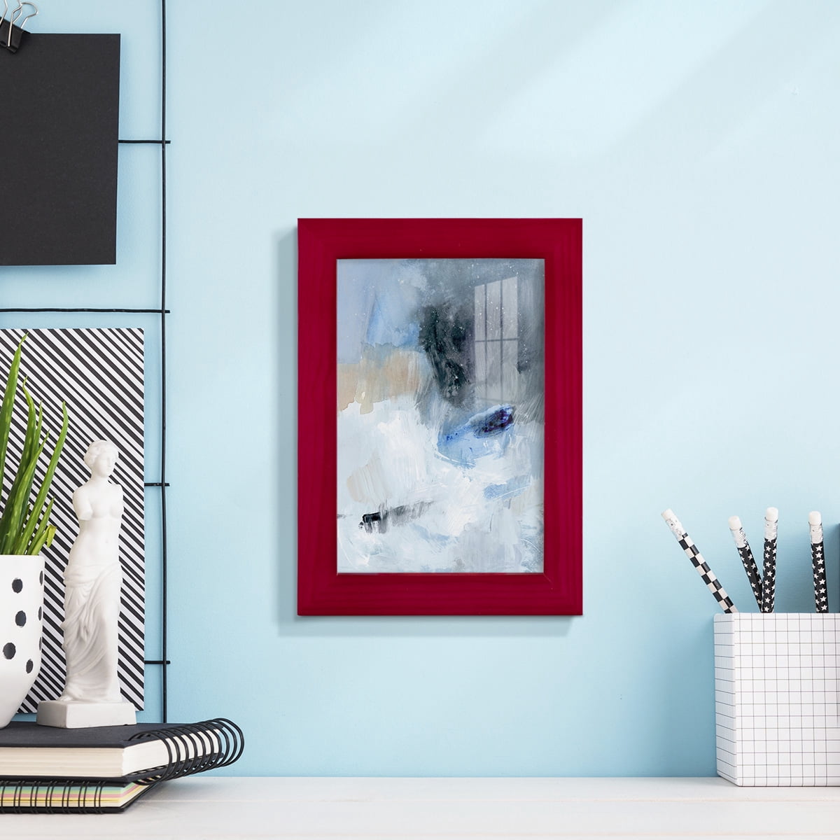 Welle II - Framed Print w/glass - Cherry Red