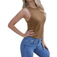 thumbnail image 2 of Biezeib Women Solid Color Tank Tops Crew Neck Sleeveless Casual Vests Summer Fashion Tops Streetwear, 2 of 6