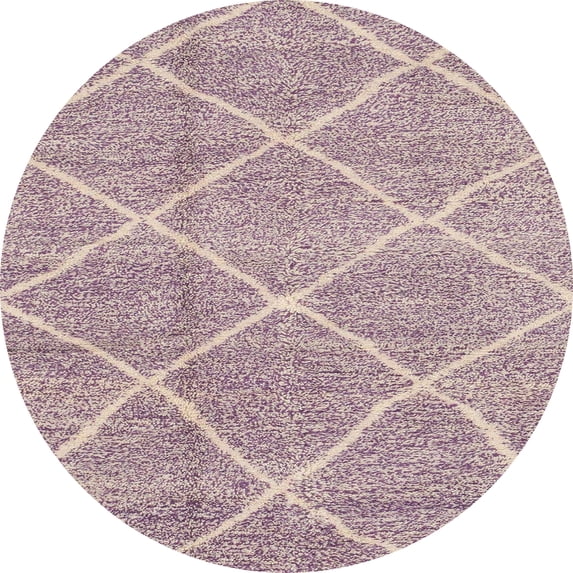 Ahgly Company Machine Washable Indoor Round Abstract Rose Dust Purple Area Rugs, 5' Round