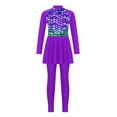 thumbnail image 5 of Mufeng Kids Girls Modest Swimsuit Burkini Long Sleeve Full Cover Hijab Top Swim Dress Pants ​Muslim Bathing Suit Purple-A 8, 5 of 7
