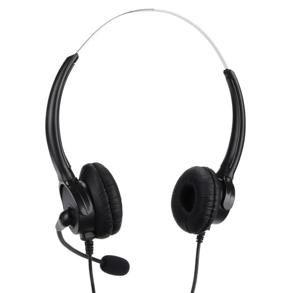 RJ9 Telephone Headset - Corded Binaural Phone Headphone With Noise Cancelling Mic For Call Center Customer Service