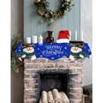 thumbnail image 5 of Blue Snowman Christmas Fireplace Mantel Scarf Table Runner, Xmas Snowflake Funny Winter Garland Mantel Top Tablerunners Dresser Scarves Cover Decorations for Windows Party Living Room 60''x17'', 5 of 6