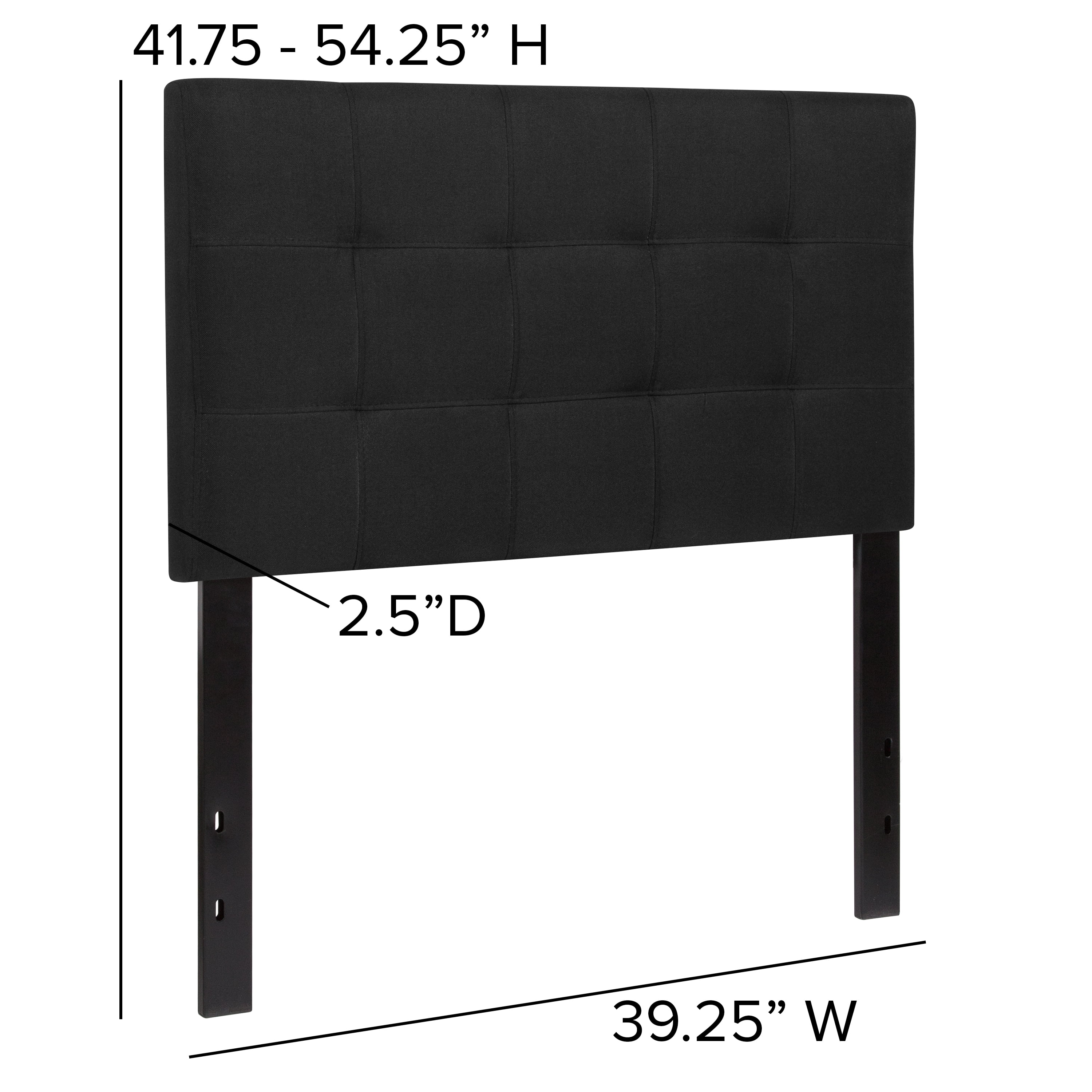Emma + Oliver Quilted Tufted Upholstered Twin Size Headboard in Black Fabric