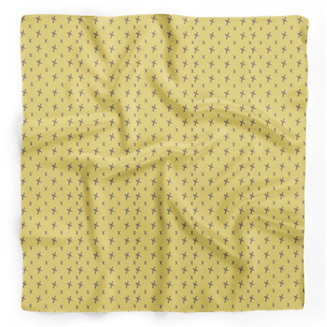Bimba Yellow Cross & Geometric Pure Silk Printed Head Bandanas Summer Neck Wrap Scarf 40 x 80 Inches