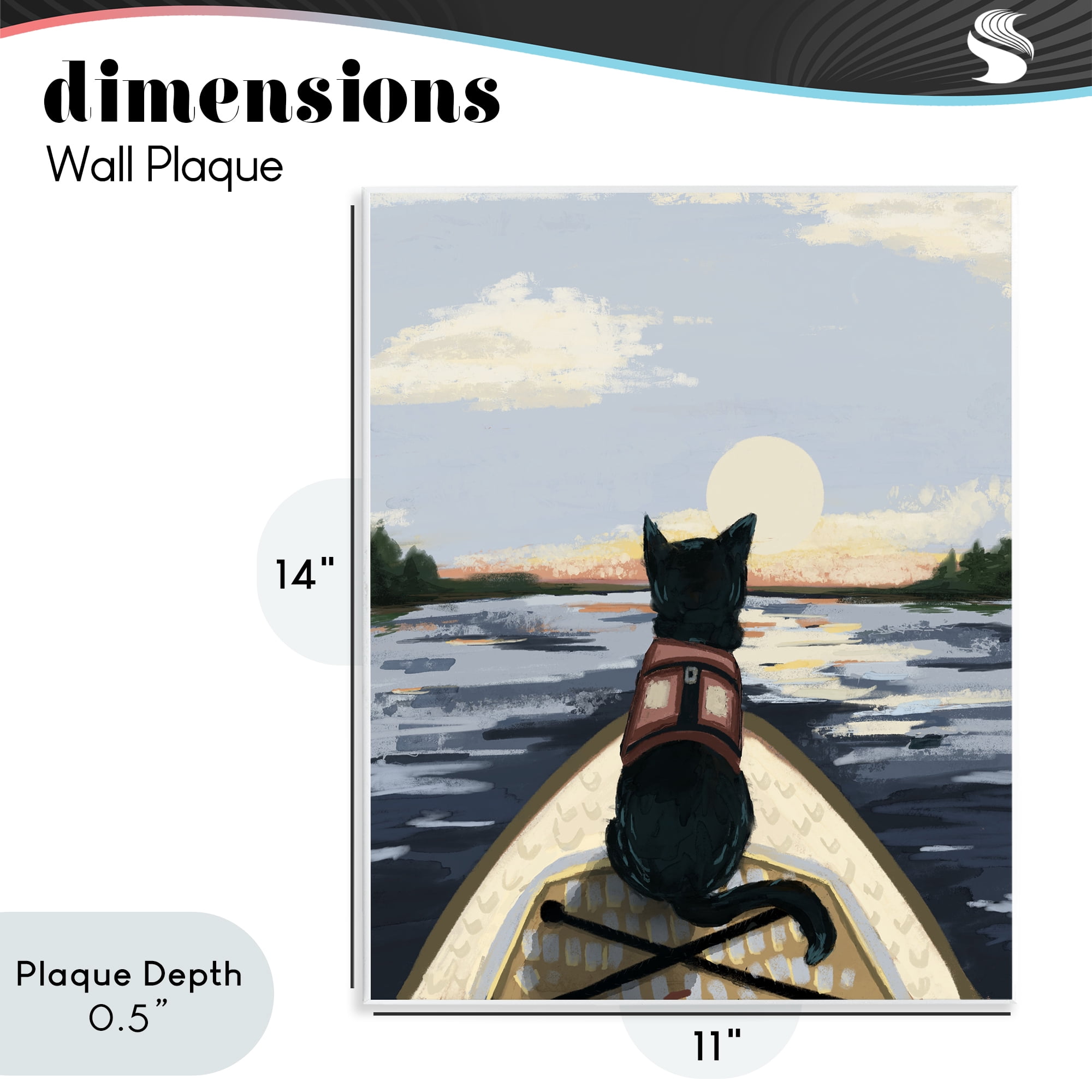 Stupell Industries Peaceful Cat Viewing Lake Wall Plaque Art, design by Denise Bartkus