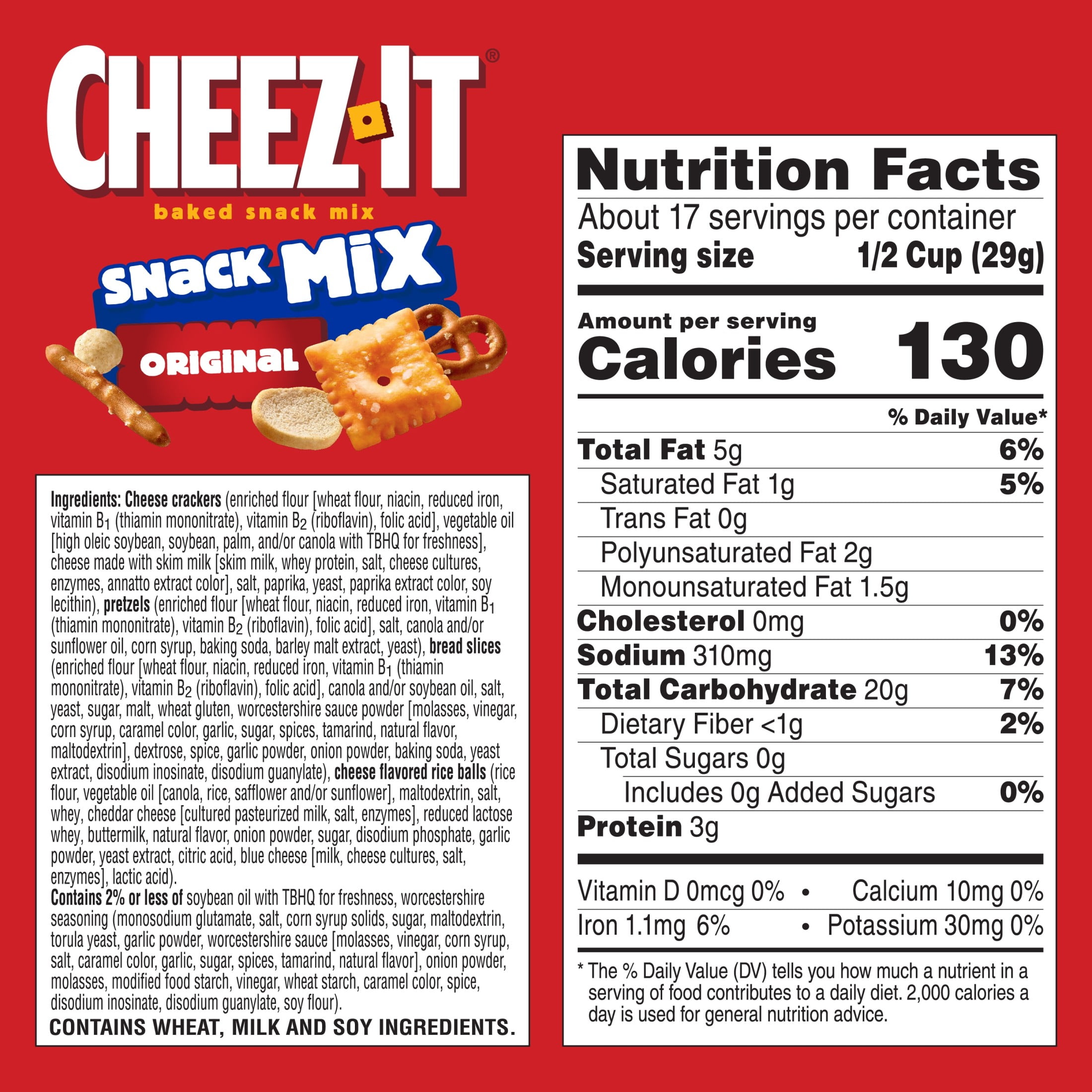 (12 pack) Cheez-It Original Snack Mix, Lunch Snacks, 17.8 oz