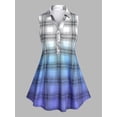 thumbnail image 1 of Blusa de Talla Extra a Cuadros Sin Mangas de Color Degradado Rosegal Blusas Tallas Grandes, 1 of 5