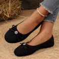 thumbnail image 4 of Willtoo Women’s Flats Round Toe Slip‑on Ballet Shoes, Bow Rhinestone Decor Soft Lightweight Dress Casual Footwear Office Dating Daily Walking Shoes, 4 of 5