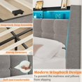 thumbnail image 2 of Aheaplus Queen Size Bed Frame with Drawers Charging Station LED Light, Upholstered Queen Bed Frame with Storage Headboard, Heavy Duty Wood Slats, No Box Spring Needed, Noise Free, Gray, 2 of 7