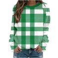 thumbnail image 7 of NTACZA Plus Size Tops Women Plaid Crewneck Green Sweatshirts Loose Soft Long Sleeve Shirts Blouses for Women Casual L, 7 of 7