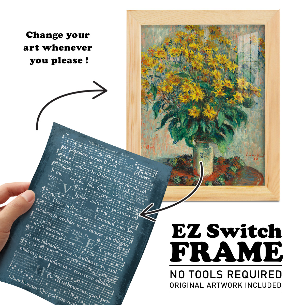 Graphic Songbook I - Framed Print w/glass - Natural Wood