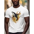thumbnail image 3 of Killer Whale Men's T Shirts Fire T-Shirt for Men Cartoon Crew Neck Tees Cotton Tops, White, M, 3 of 7