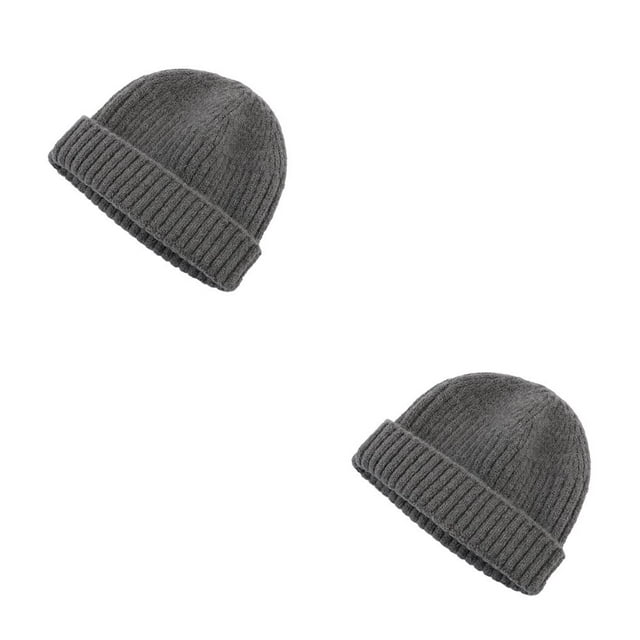 Qarigey Gorros de punto de otoño, gorro informal de lana, bonitos sombreros de protección, jersey elástico informal, Hip Hop, hombres fríos, esquí, gris oscuro 2piezas Qarigey CBP265728