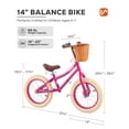 thumbnail image 3 of Virius 14” Balance Bike for Kids 3-7, No Pedals, Adjustable Height, Rattan Basket, Dark Pink, 3 of 10