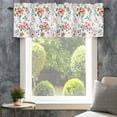 thumbnail image 4 of Pink Orange Floral Farmhouse Short Window Curtain Valances, Summer Botanical Flower Leaf Rod Pocket Kitchen Valances for Living Room Bedroom Bathroom Cafe 42" x 18", 4 of 8