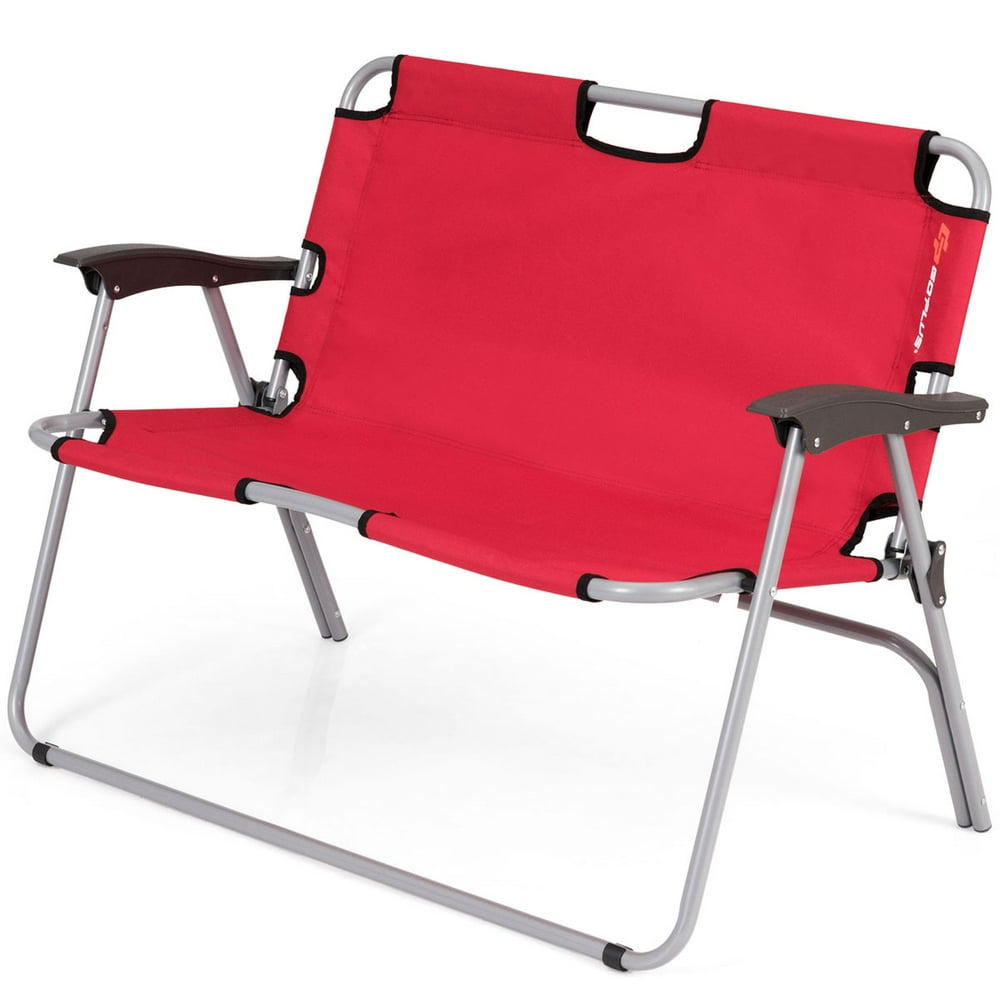 2 Person Camping Folding Chair Loveseat Bench Portable ...