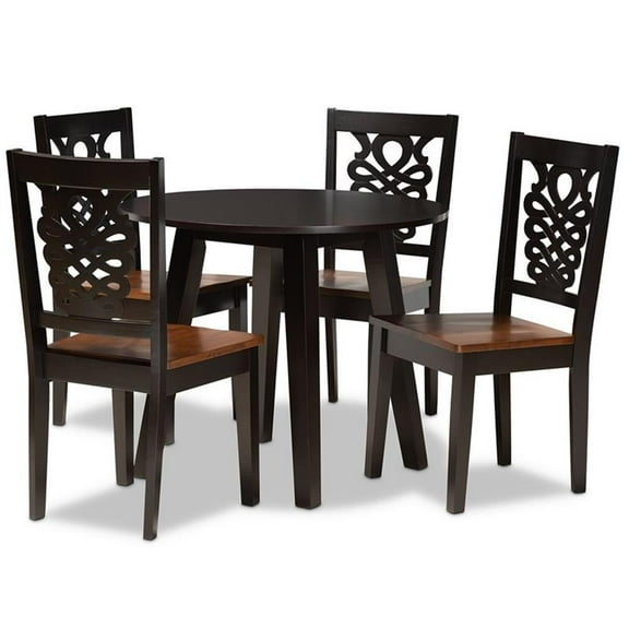 Bowery Hill Two-Tone Brown Finished Wood 5-Piece Dining Set