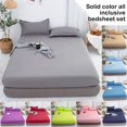 thumbnail image 3 of Fitted Sheet Solid Color Bed Sheets Single Double Queen Cover Bed Size P2H9, 3 of 9