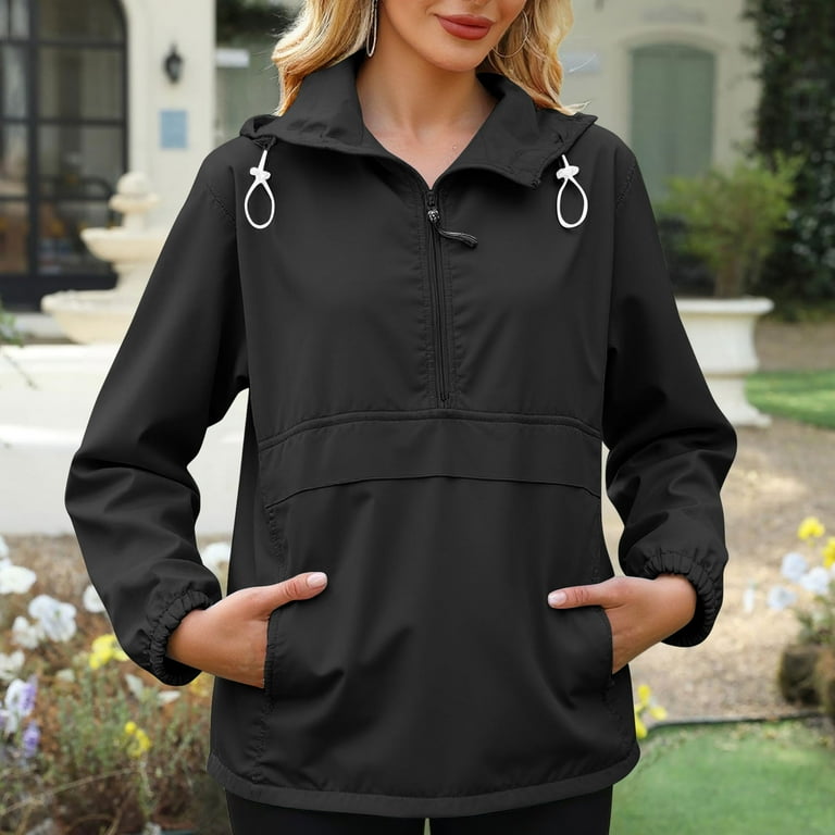 HWRETIE All-Weather Jacket,Women's Lightweight Waterproof Half-Zip