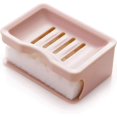 thumbnail image 1 of Caja de jabón Jabonera de baño creativa de doble capa, bandeja de jabón de plástico con esponja, recipiente de jabón con múltiples orificios de drenaje (rosa/blanco/caqui) Jabonera, 1 of 5