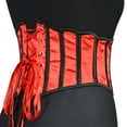 thumbnail image 3 of Women's Underbust Satin Waist Cincher Corset Shaper Bustier Top Underbust Lace Up Steel Boned Waist Trainer Ladies Costume Tummy Control Corset Clearance, 3 of 7